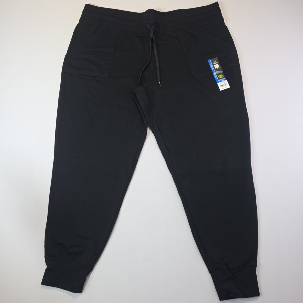 2 Pack Athletic Works Black Soft Jogger Pants Women's XXXL 3XG Drawstring NWT - Picture 2 of 9
